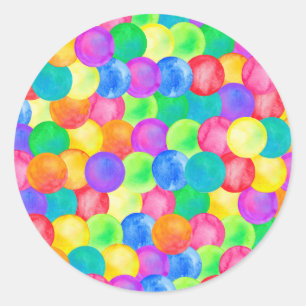Colourful rainbow polka dot water colour pattern classic round sticker