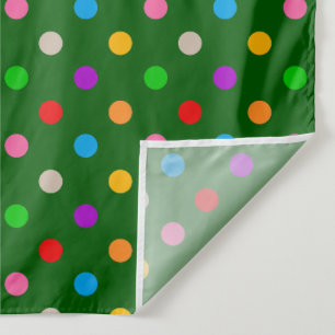 Colourful Rainbow Polka Dots Green Tapestry