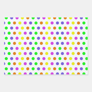 Colourful Rainbow Polka Dots Pattern Wrapping Paper Sheet