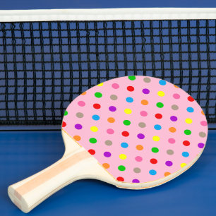 Colourful Rainbow Polka Dots Pink  Ping Pong Paddle