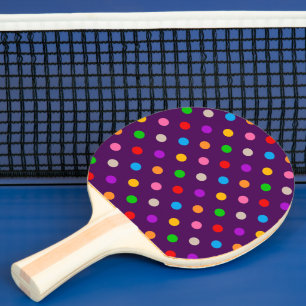 Colourful Rainbow Polka Dots Purple  Ping Pong Paddle
