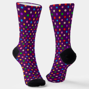 Colourful Rainbow Polka Dots Purple  Socks
