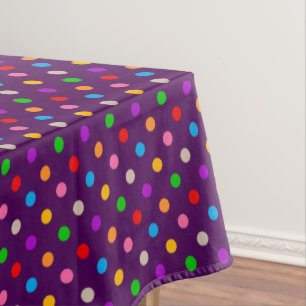Colourful Rainbow Polka Dots Purple  Tablecloth