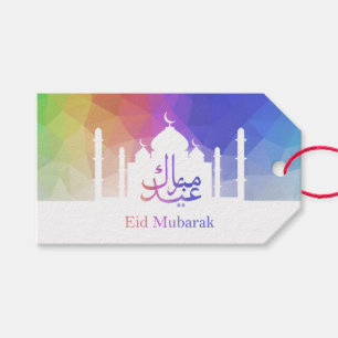 Colourful Rainbow Polygonal Eid Mosque - Gift Tag