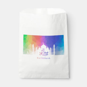 Colourful Rainbow Polygonal Eid Mubarak Mosque Favour Bag