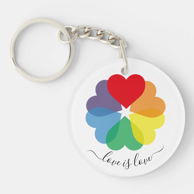 Colourful Rainbow Pride Hearts Keychain (Front)