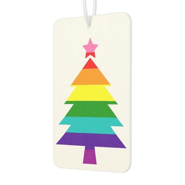 Colourful Rainbow Pride Striped Christmas Tree Air Freshener (Left)