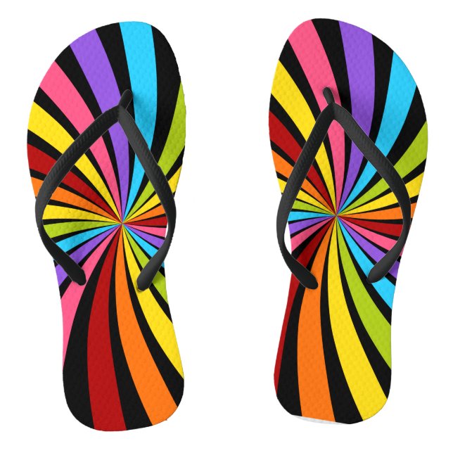 Colourful Rainbow Radial Pattern Flip Flops (Footbed)