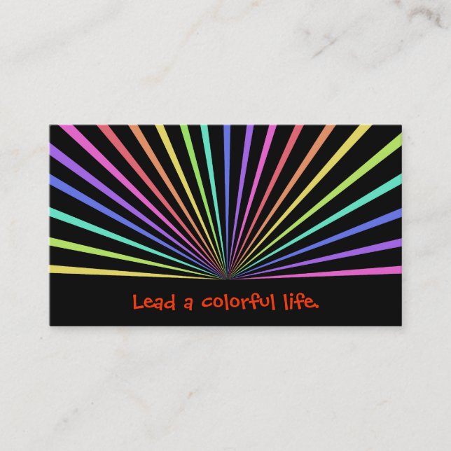 Colourful Rainbow Rays on Black Business Card (Front)