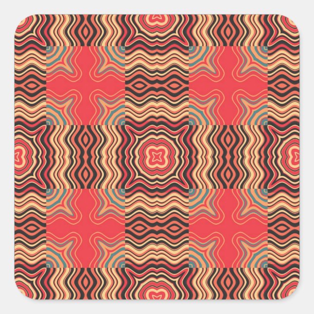 Colourful Rainbow Retro Seamless Pattern Square Sticker (Front)