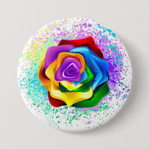 Colourful Rainbow Rose 3 Inch Round Button
