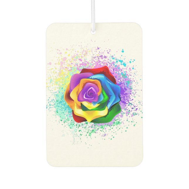 Colourful Rainbow Rose Air Freshener (Front)