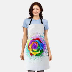 Colourful Rainbow Rose Apron