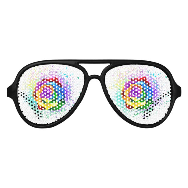 Colourful Rainbow Rose Aviator Sunglasses (Front)