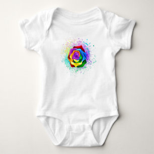 Colourful Rainbow Rose Baby Bodysuit
