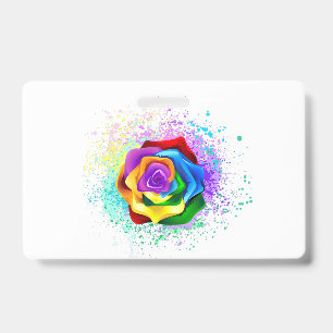 Colourful Rainbow Rose Badge