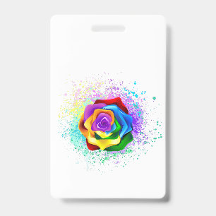 Colourful Rainbow Rose Badge