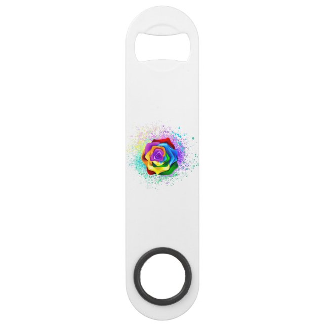 Colourful Rainbow Rose Bar Key (Front)