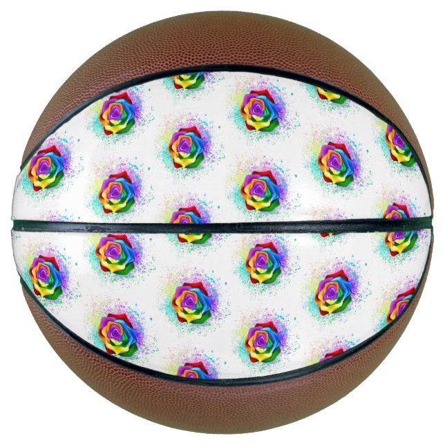 Colourful Rainbow Rose Basketball (Front)
