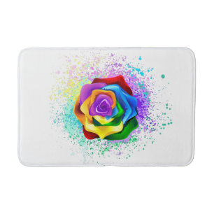 Colourful Rainbow Rose Bath Mat