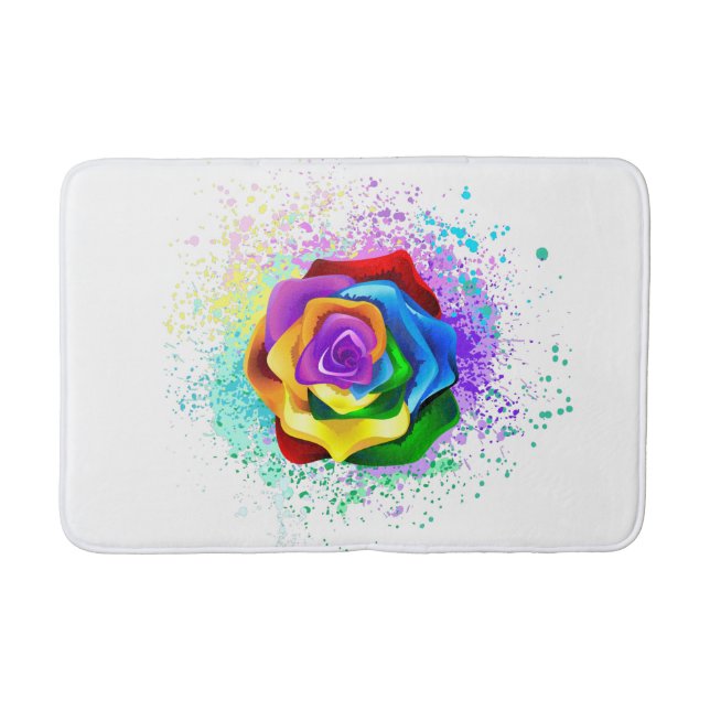 Colourful Rainbow Rose Bath Mat (Front)