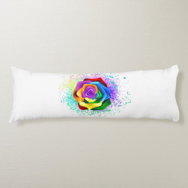 Colourful Rainbow Rose Body Pillow (Front)