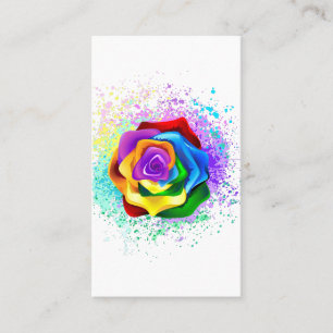 Colourful Rainbow Rose Business Card