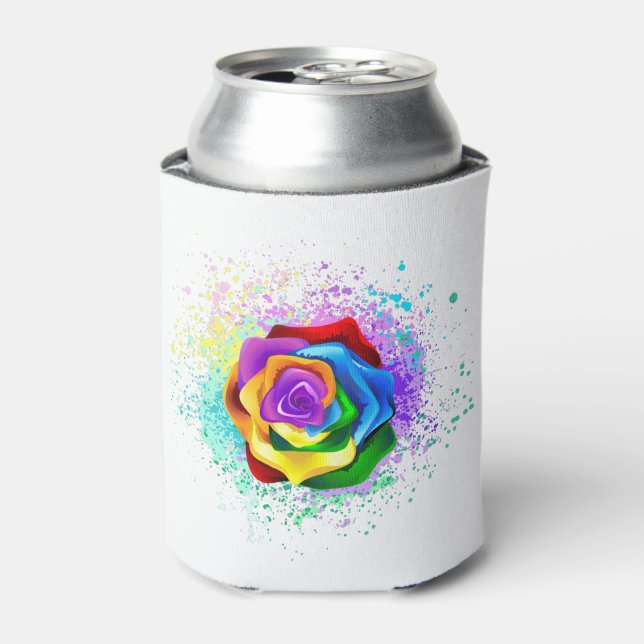 Colourful Rainbow Rose Can Cooler (Can Front)