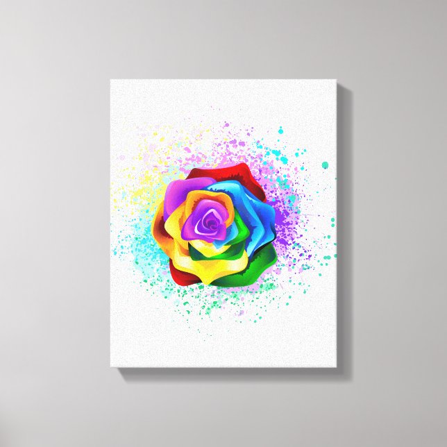 Colourful Rainbow Rose Canvas Print (Front)