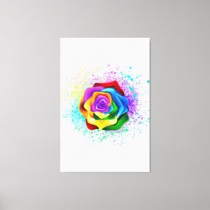 Colourful Rainbow Rose Canvas Print
