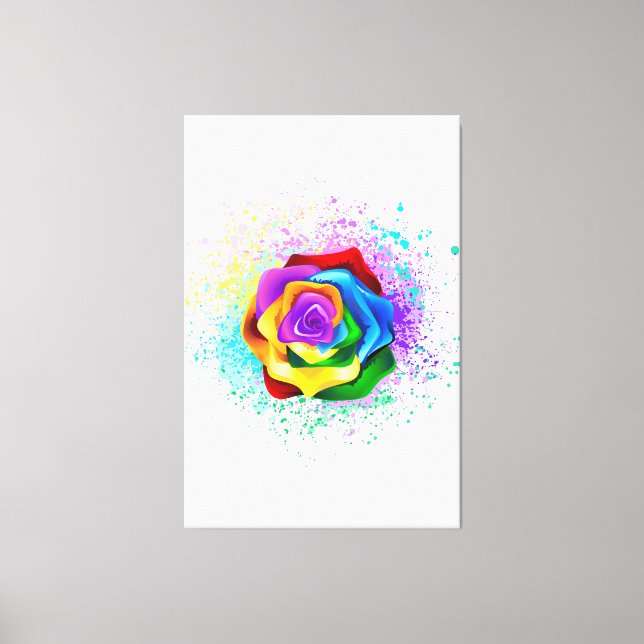 Colourful Rainbow Rose Canvas Print (Front)