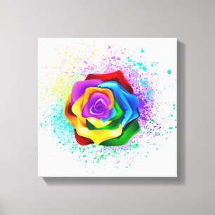 Colourful Rainbow Rose Canvas Print