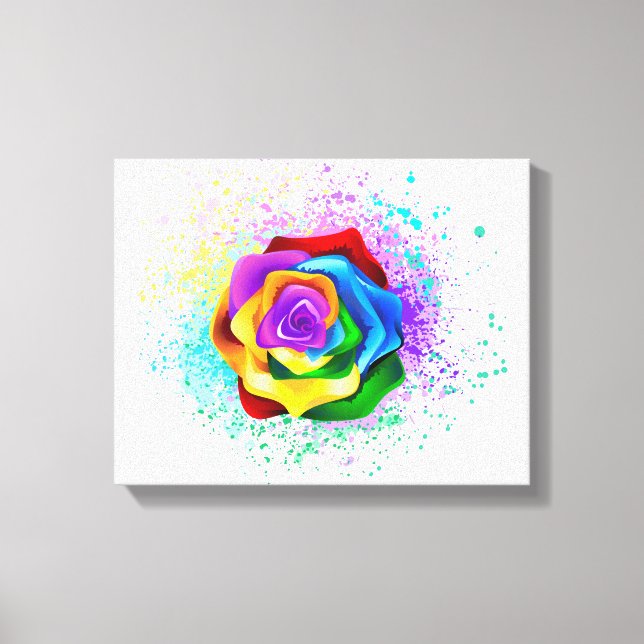 Colourful Rainbow Rose Canvas Print (Front)