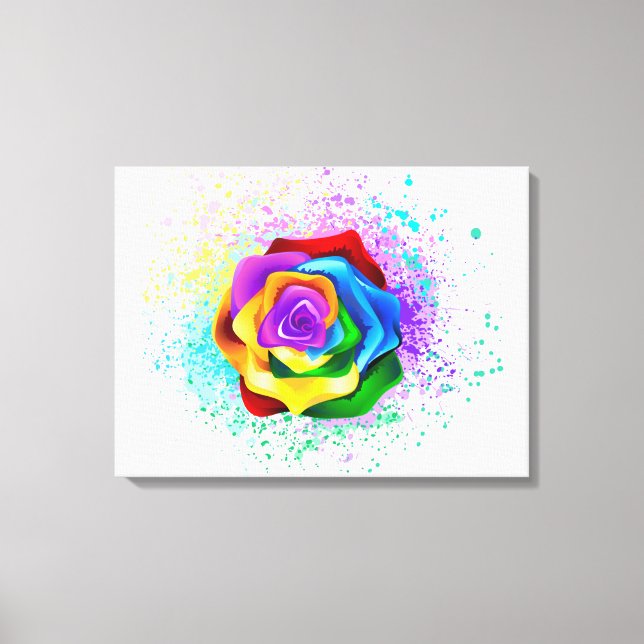 Colourful Rainbow Rose Canvas Print (Front)