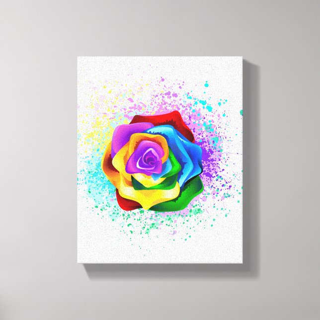 Colourful Rainbow Rose Canvas Print (Front)