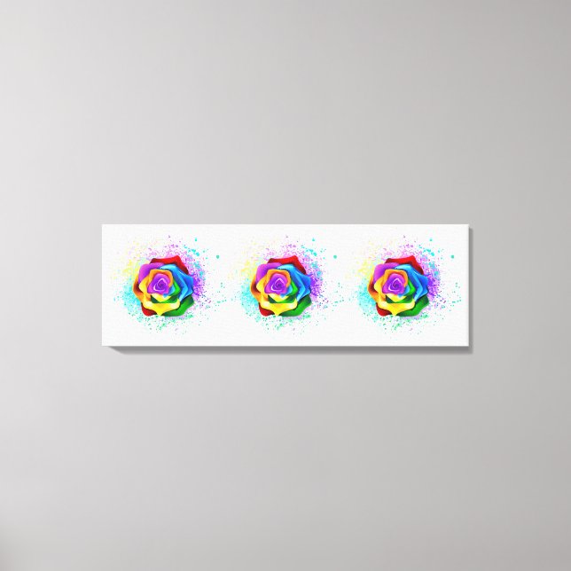 Colourful Rainbow Rose Canvas Print (Front)