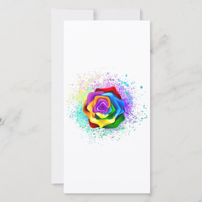 Colourful Rainbow Rose Card (Front)
