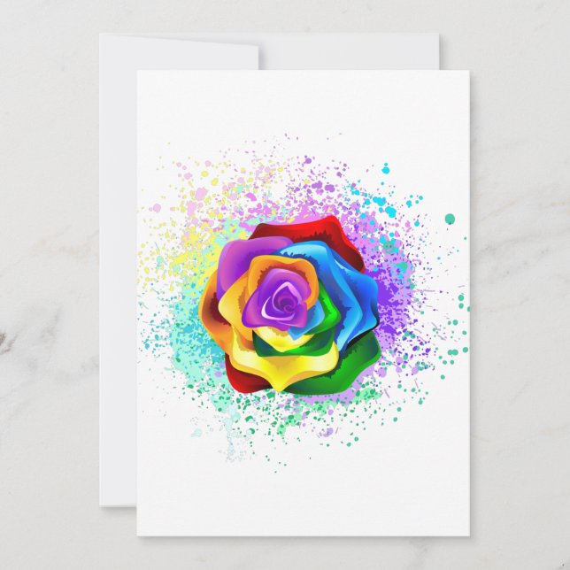 Colourful Rainbow Rose Card (Front)