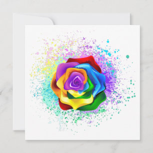 Colourful Rainbow Rose Card