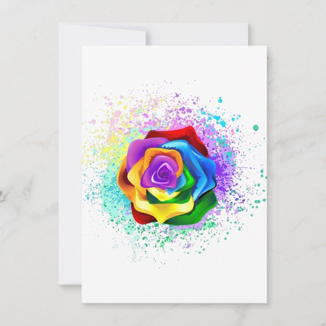Colourful Rainbow Rose Card (Front)
