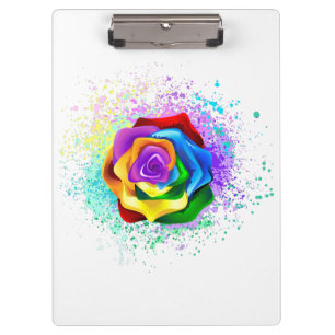Colourful Rainbow Rose Clipboard