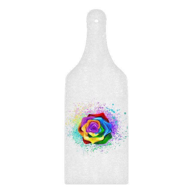 Colourful Rainbow Rose Cutting Board (Front)