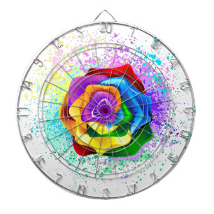 Colourful Rainbow Rose Dartboard