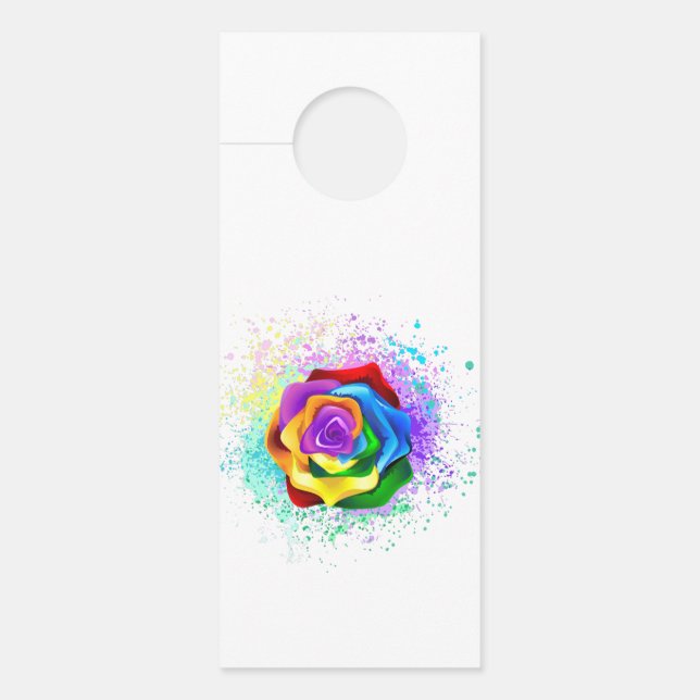Colourful Rainbow Rose Door Hanger (Front)
