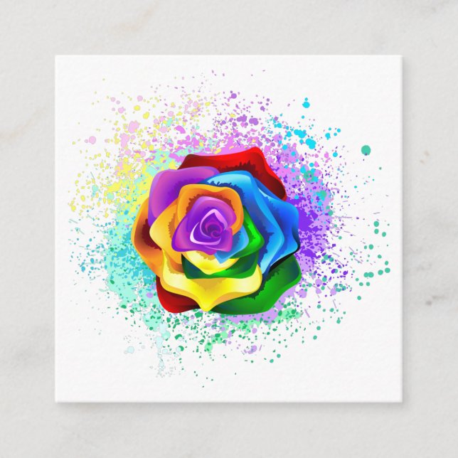 Colourful Rainbow Rose Enclosure Card (Front)