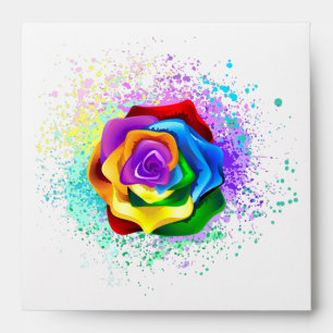 Colourful Rainbow Rose Envelope