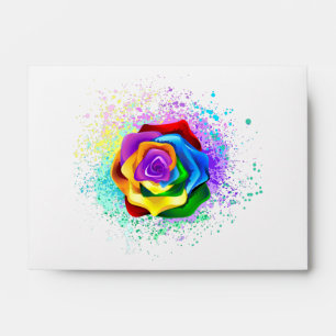 Colourful Rainbow Rose Envelope