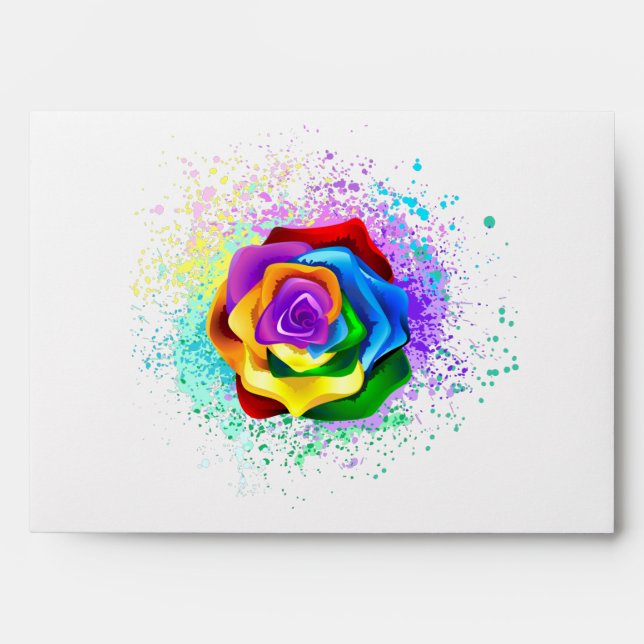 Colourful Rainbow Rose Envelope (Front)