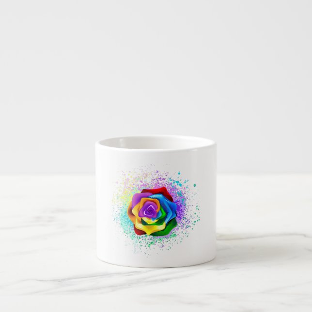 Colourful Rainbow Rose Espresso Cup (Front)