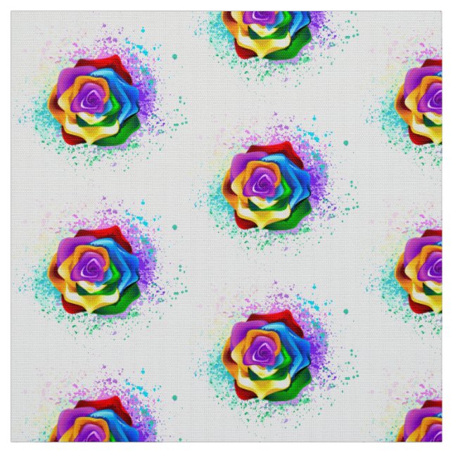 Colourful Rainbow Rose Fabric (Swatch)